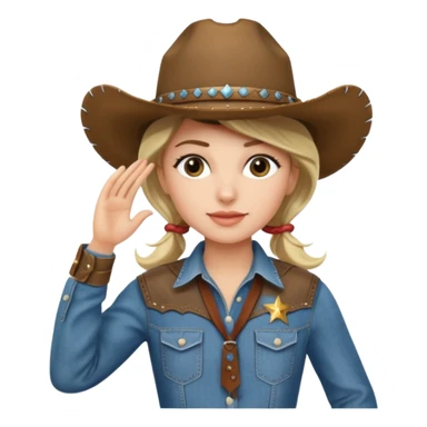 Saluting cowgirl sticker