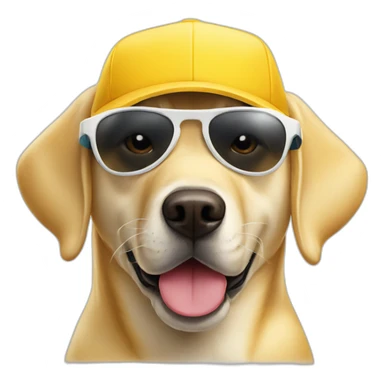 Yellow lab dog with sunglasses and ball cap sticker