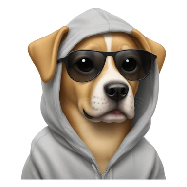 Dog with a hoodie wearing black Sun glasses sticker
