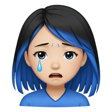 Asian girl crying more like this 😭 make the tears blue make the hair black all of the hair black sticker