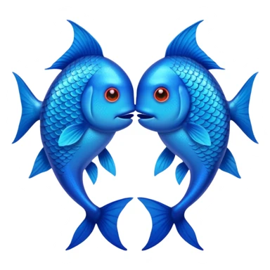 two blue fishes kissing sticker