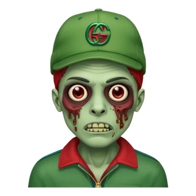 Create a zombie emoji with a gucci cap sticker