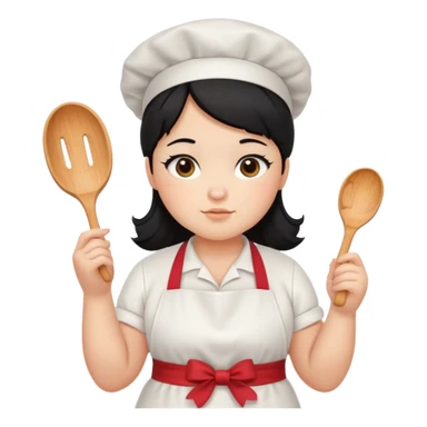 Chubby baker girl with black hair  sticker