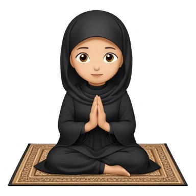 muslim woman praying on a praying carpet with a black abaya on sticker