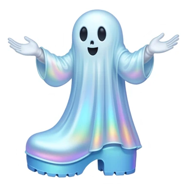 A holographic ghost with two boots sticker