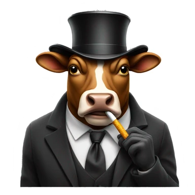 Bull wearing top hatsmoking sticker
