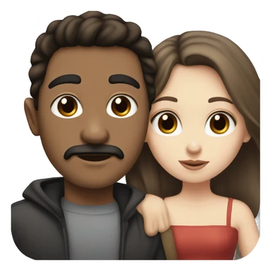 White Guy with black mustache and short straight black hair, kissing white  girl with long brown hair and brown eyes sticker