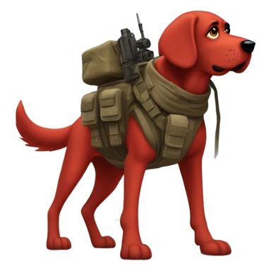 Desert storm Clifford the giant bright red dog pbs humanoid as a military sniper call of duty character standing alone on two feet in war sticker