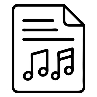 black solid silhouette of a paper sheet with notes, urban theme, single line thickness, concise silhouette sticker