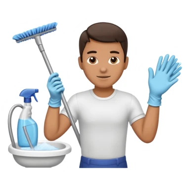 man Cleaning the bathroom sticker