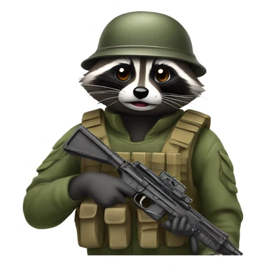 Soldier raccoon with a gun sticker