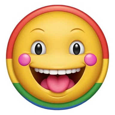 Smiley face biting lip with progress pride flag skin sticker