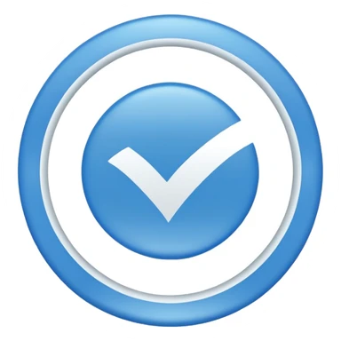 A blue circle entered by a white check mark sticker
