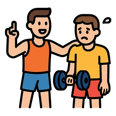 One sportsman encourages the other one, to do a workout and stop being lazy
 sticker
