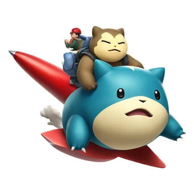 snorlax pokémon riding a little red rocket  sticker