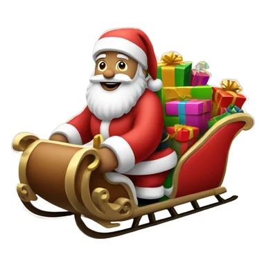 Santa clause riding a sleigh with presents sticker