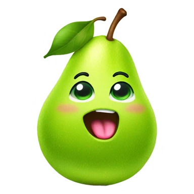 Shiny Green Cute pear with tongue sticker