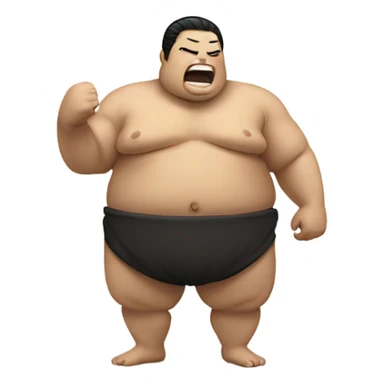 Sumo wrestler singing into microphone sticker