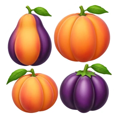 Peach with eggplant between sticker