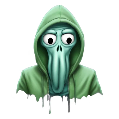 squidward with hoodie like graffity writer with green jacket sticker