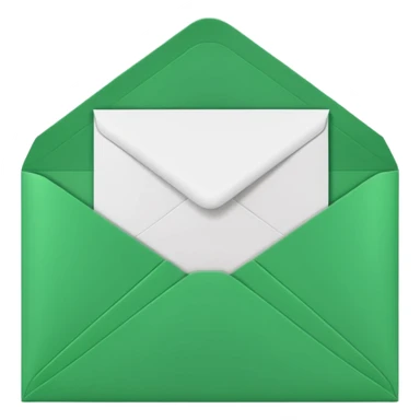 3D green envelope with letter in it sticker