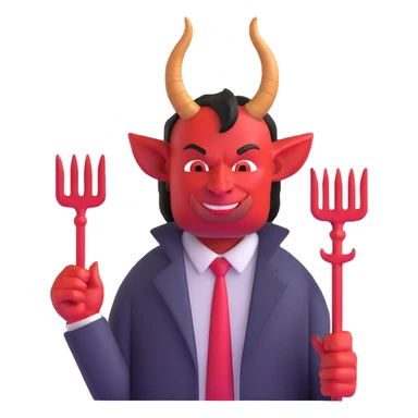 devil businessman with horns and pitchfork selling online courses sticker