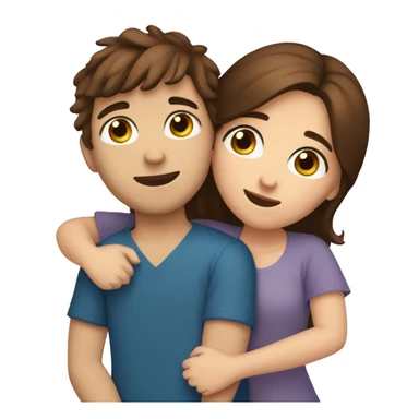 boy with brown hair and blue eyes hugging girl with brown hair and brown eyes in bed sticker