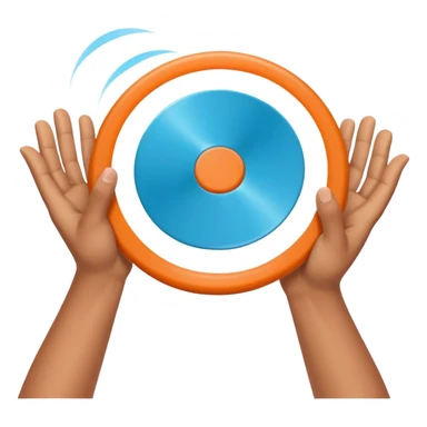 hands catching a flying frisbee, fun and dynamic sticker