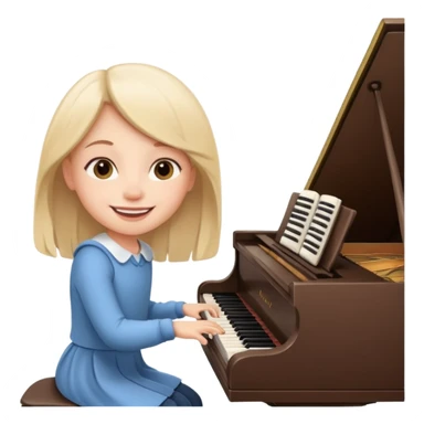 A cute girl in funny animated style , cartoon is playing the piano. sticker