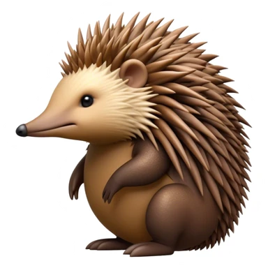 Cinematic Noble Echidna Portrait Emoji, Poised and regal, with a compact, spiky build and a textured, bristly fur in earthy browns, a distinctive pointed snout and keen, soulful eyes, Simplified yet sharp and sophisticated features, highly detailed, glowing with a warm, dignified glow, high shine, intelligent and resilient, stylized with an air of prickly elegance, focused and attentive, soft glowing outline, capturing the essence of a watchful and confident echidna, so majestic it feels as though it could scurry out of the screen with effortless authority! sticker