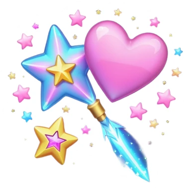 wand with a shooting star pink heart like the heart is the shooting star emoji sticker