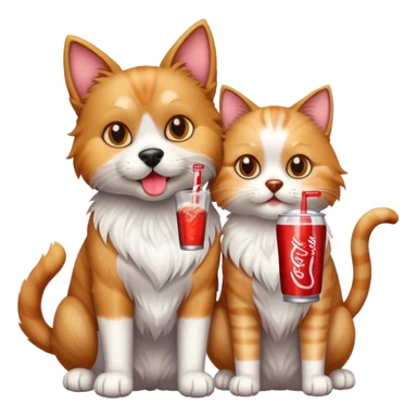 Cat and dog mixed together while drinking soda sticker