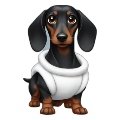 a black dachshund dog in a white bunny costume sticker