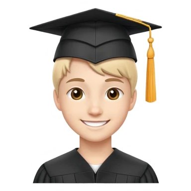 teen wearing graduation cap, smiling sticker