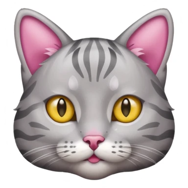 grey tabby cat: pink ears fur sticker