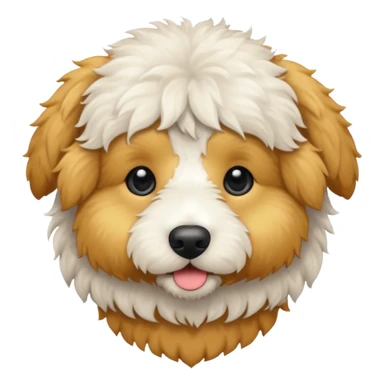 Can you make me an emoji of a white mini golden-doodle no brown in his fur with black eyes? sticker