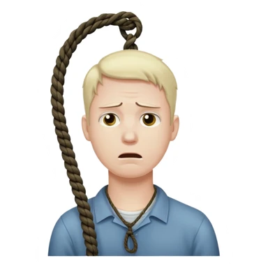A man's neck hanging in a rope and suicide  sticker