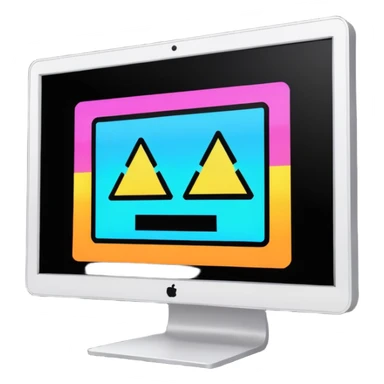 make a computer screen with a error emoji no face like a glitch sticker