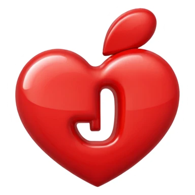  j initial in red heart sticker