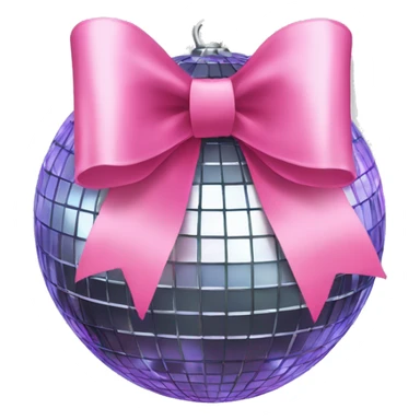 a disco ball with pink big bow sticker