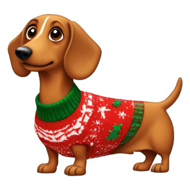 wiener dog wearing a christmas sweater sticker