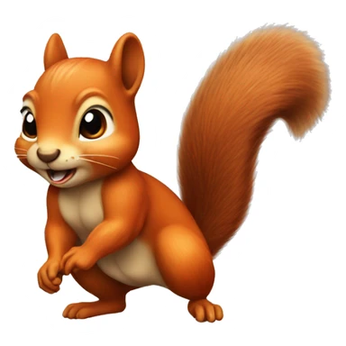 facing jumping female squirrel orange burnt with big tail
 sticker