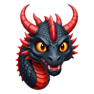 A black dragon with red eyes and great black horns. sticker