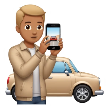 person photographing a car with iphone, from a distance sticker