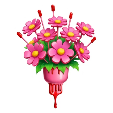 melted pink dripping sauce SPAM MEAT flower bouquet  sticker