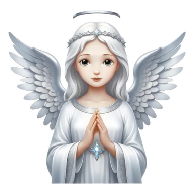 Full body, Cinematic and Ultra realistic 32k HD hauntingly beautiful Angel with Balanced features, highly detailed, glowing with silver light, high shine, remembrance, a painting of white silver, fanciful, enchanting. The image is so lifelike it could leap off the canvas at any moment sticker