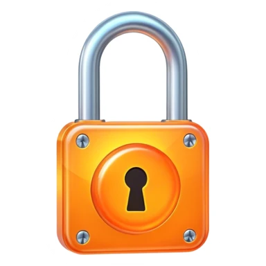 Holographic and glassmorphic orange lock sticker