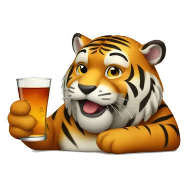 Fat tiger drinking whiskey sticker