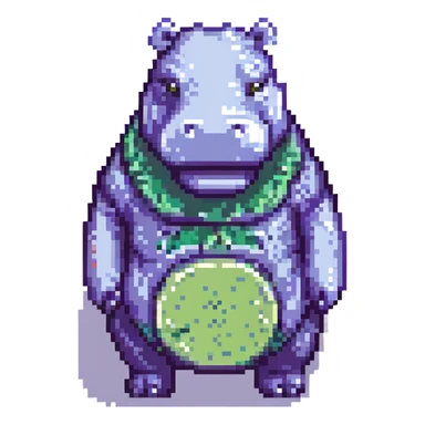 A hippo made of eggplant sticker