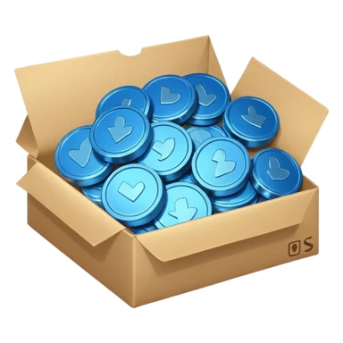 blue coins credit in a package sticker